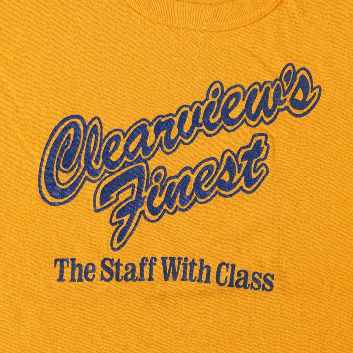 Russell College T-Shirt, Made in USA, Men's Size XL (approx.) cotton yellow type Vintage Second Hand