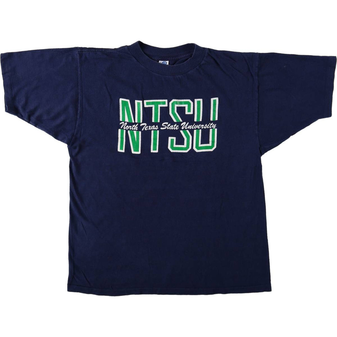 College T-shirt, Made in USA, Men's Size L cotton navy blue type Vintage Second Hand