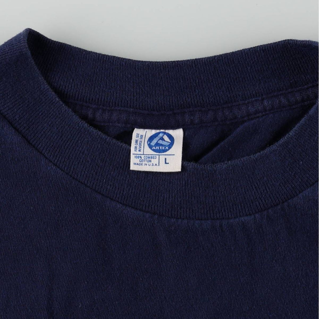 College T-shirt, Made in USA, Men's Size L cotton navy blue type Vintage Second Hand