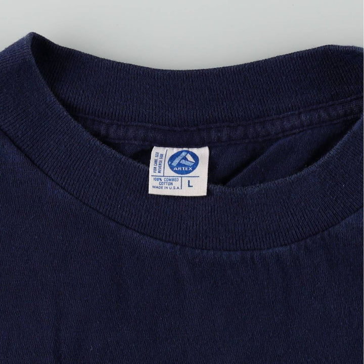 College T-shirt, Made in USA, Men's Size L cotton navy blue type Vintage Second Hand