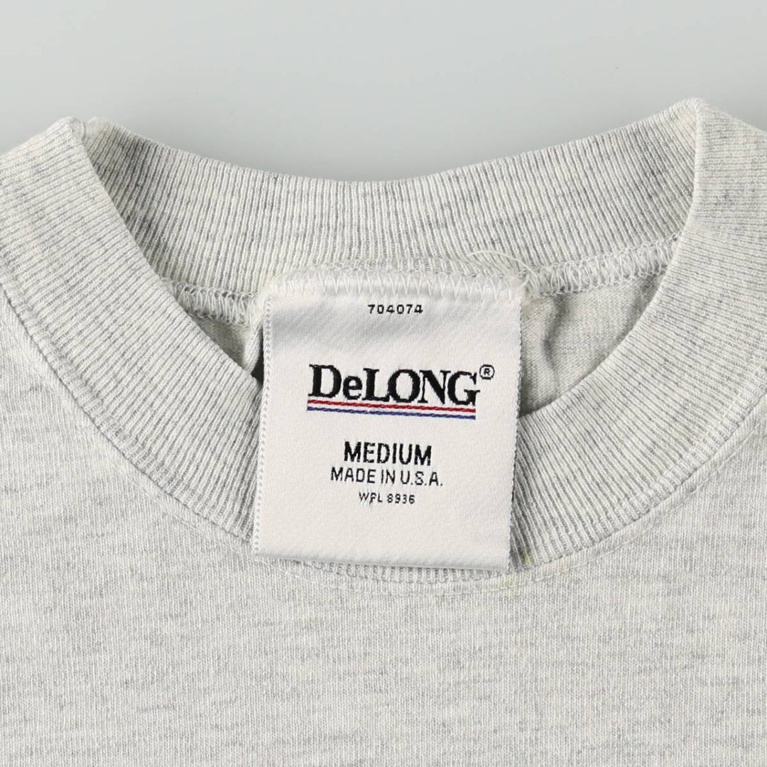 90'S DeLONG College T-shirt, Made in USA, Men's Size M (approx.), Vintage cotton gray type Vintage Second Hand