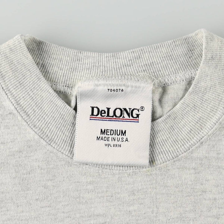 90'S DeLONG College T-shirt, Made in USA, Men's Size M (approx.), Vintage cotton gray type Vintage Second Hand