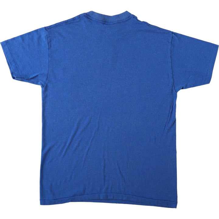 80'S Print College T-Shirt, Made in USA, Men's Size M (approx.) polyester blue type Vintage Second Hand