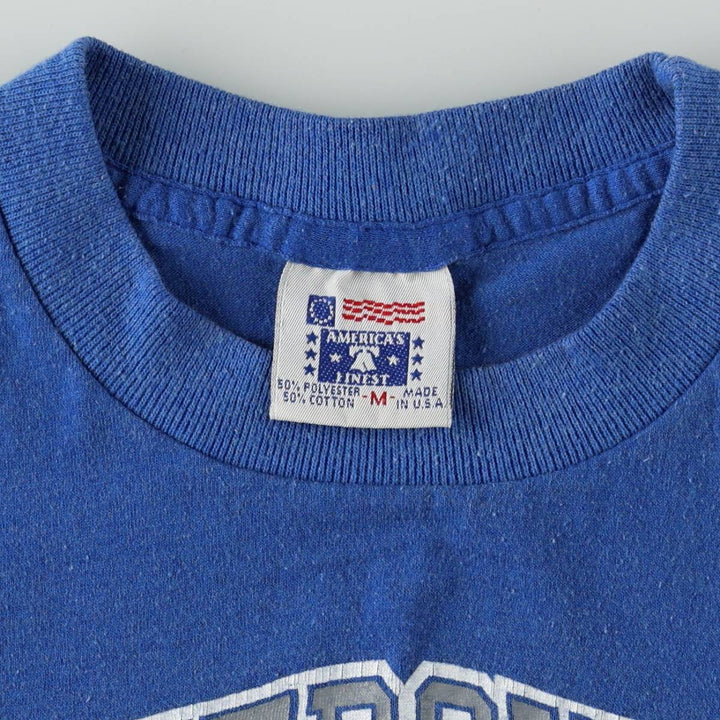 80'S Print College T-Shirt, Made in USA, Men's Size M (approx.) polyester blue type Vintage Second Hand