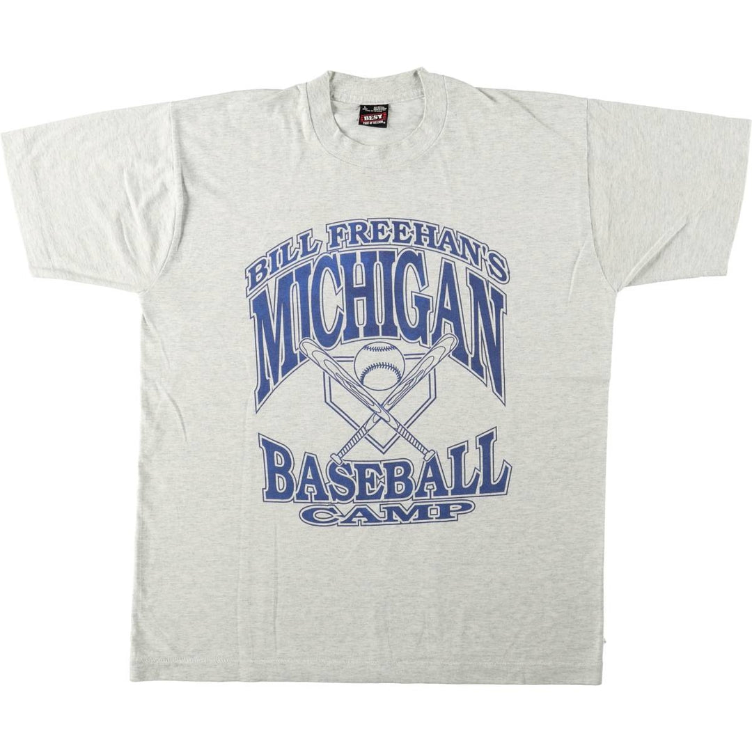 90'S Fruit of the Loom College T-shirt, Made in USA, Men's L size, Vintage cotton gray type Vintage Second Hand