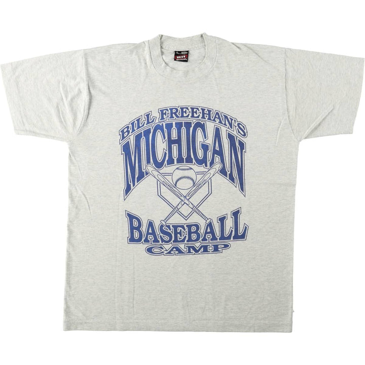 90'S Fruit of the Loom College T-shirt, Made in USA, Men's L size, Vintage cotton gray type Vintage Second Hand