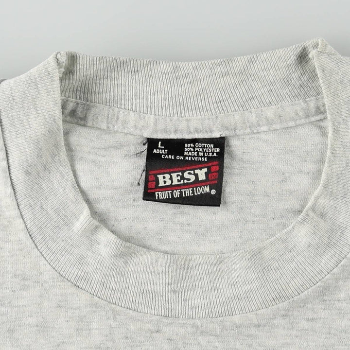 90'S Fruit of the Loom College T-shirt, Made in USA, Men's L size, Vintage cotton gray type Vintage Second Hand