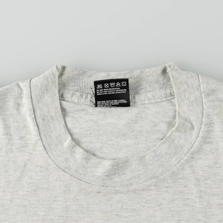 90'S Fruit of the Loom College T-shirt, Made in USA, Men's L size, Vintage cotton gray type Vintage Second Hand