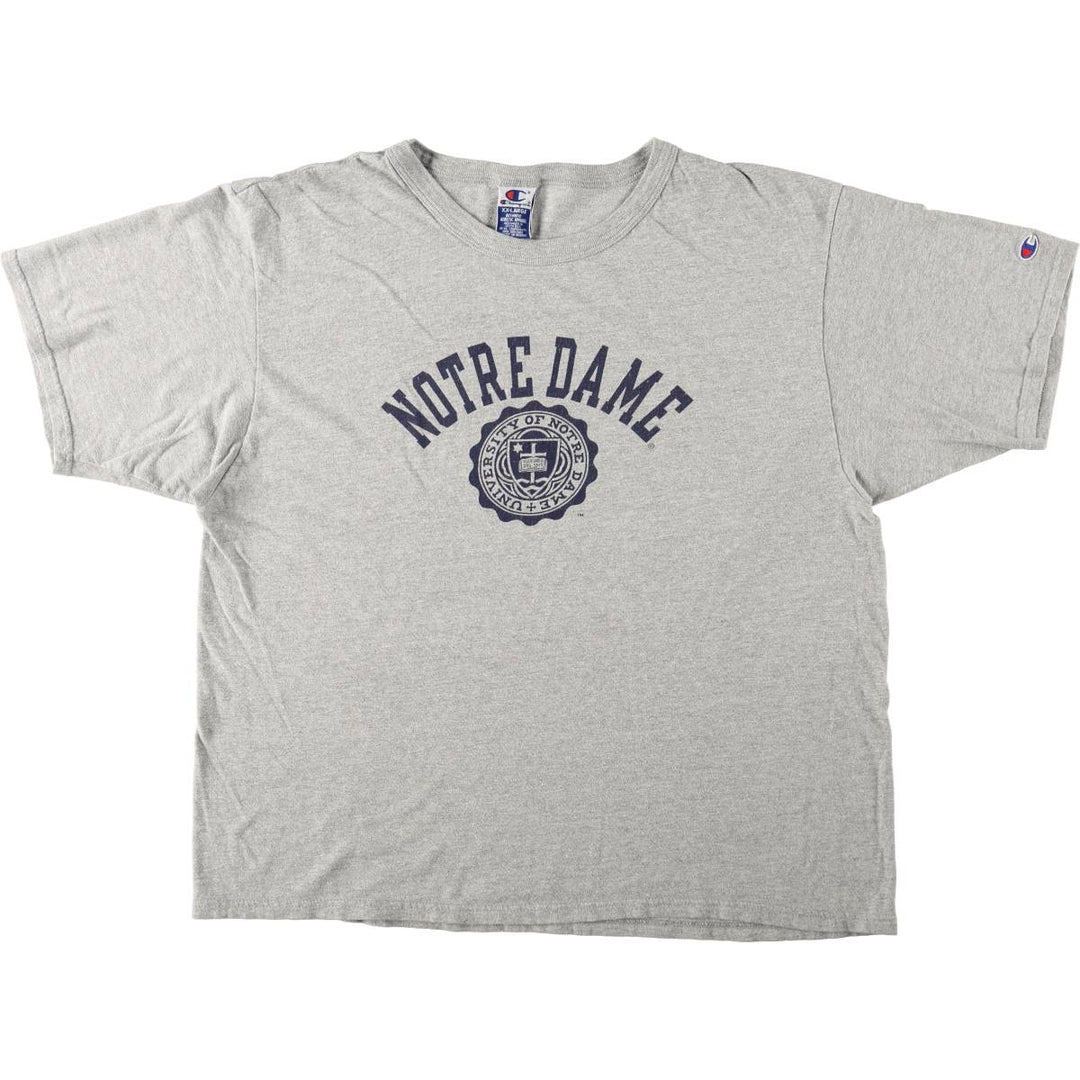 90'S Champion Notre Dame University College T-shirt, Men's XXL equivalent. cotton gray type Vintage Second Hand