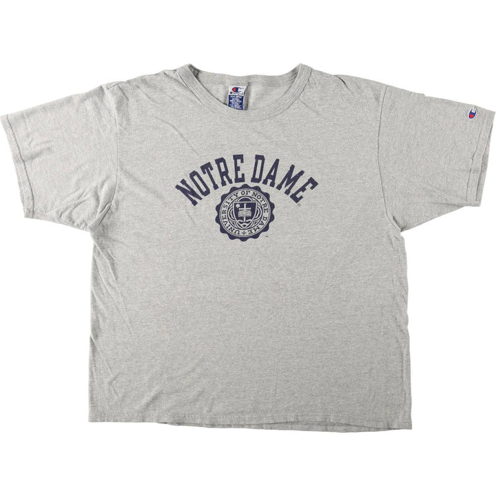 90'S Champion Notre Dame University College T-shirt, Men's XXL equivalent. cotton gray type Vintage Second Hand