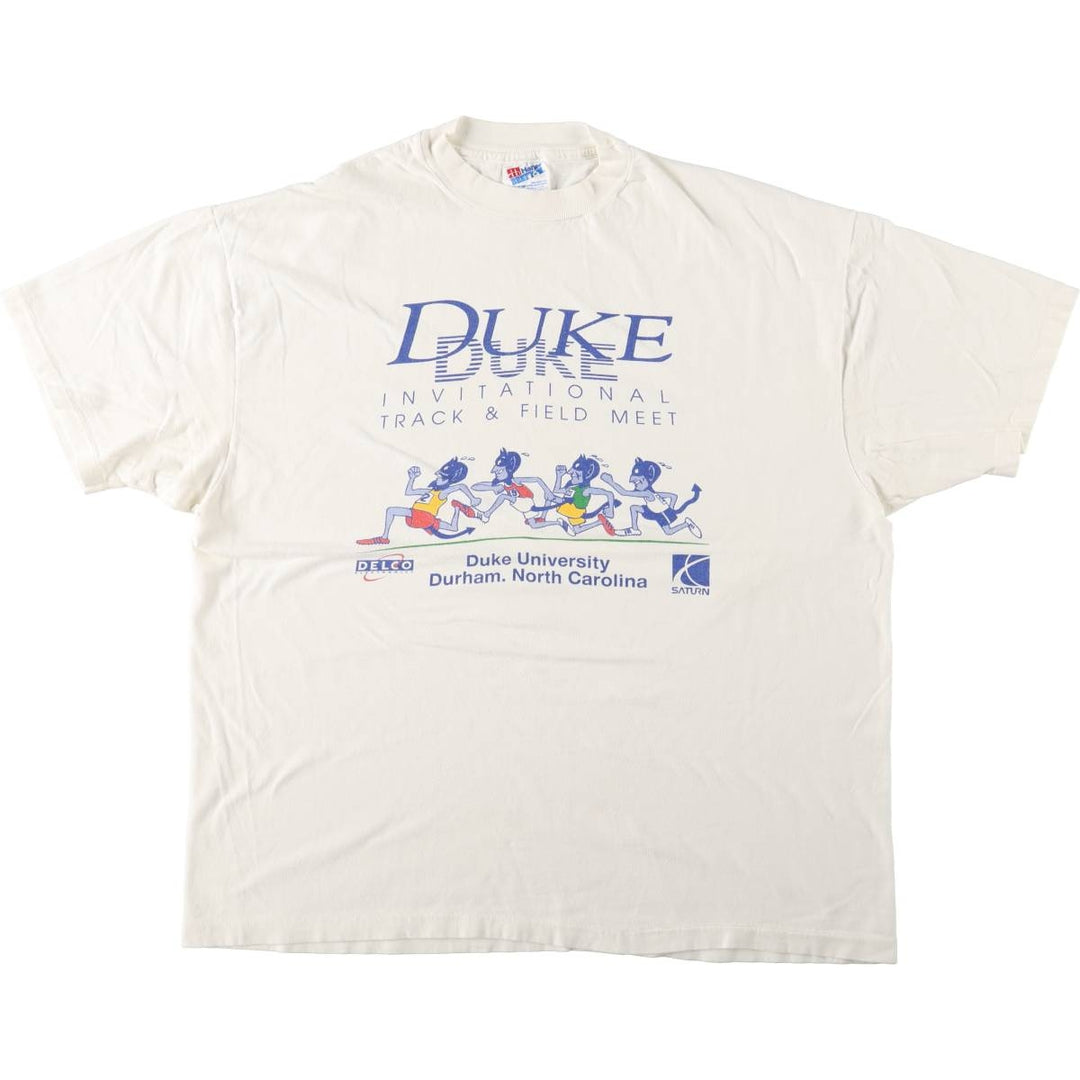 90'S Hanes College T-Shirt, Made in USA, Men's XL equivalent, Vintage cotton white type Vintage Second Hand