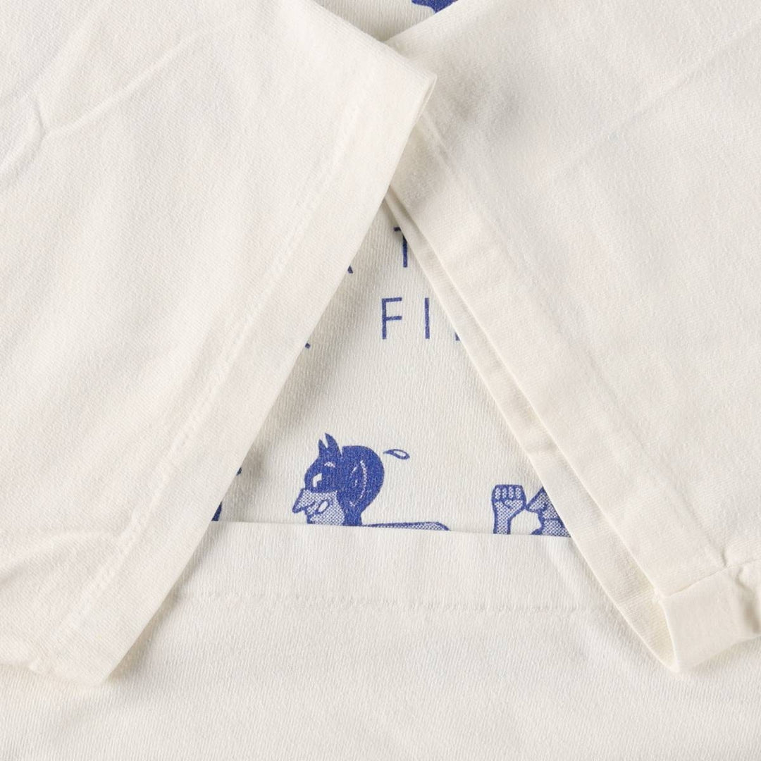 90'S Hanes College T-Shirt, Made in USA, Men's XL equivalent, Vintage cotton white type Vintage Second Hand