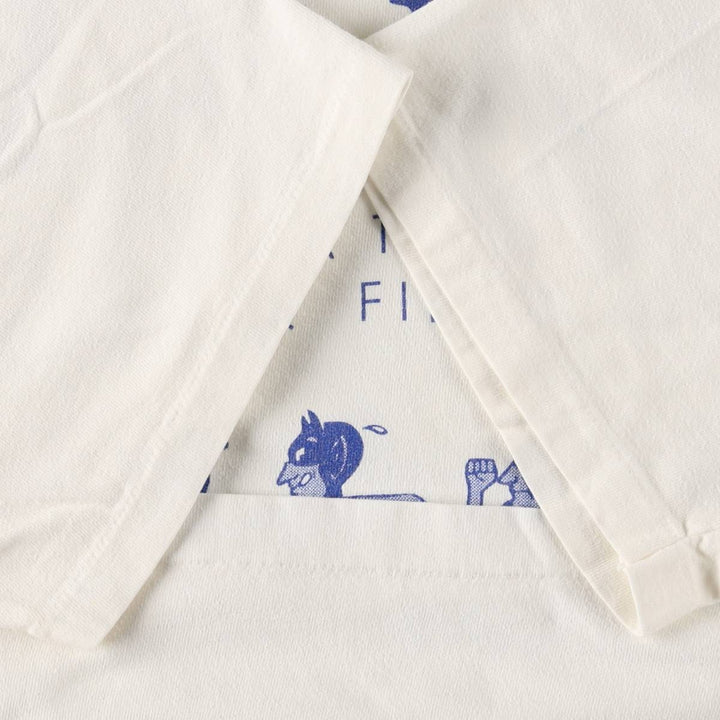 90'S Hanes College T-Shirt, Made in USA, Men's XL equivalent, Vintage cotton white type Vintage Second Hand
