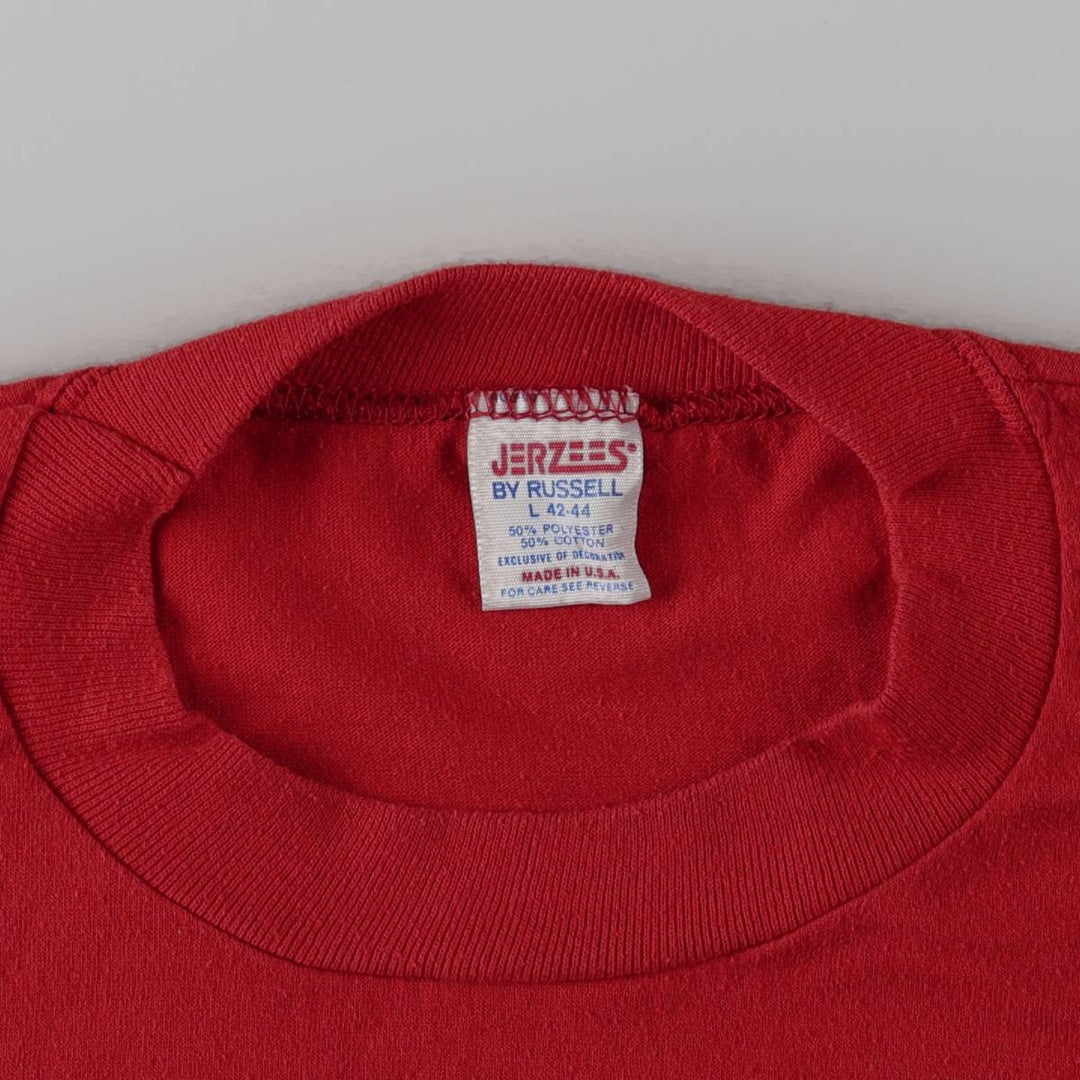 1980'S Jerzees Wisconsin University of Wisconsin College T-shirt, Made in USA, Men's Size L (approx.), Vintage polyester red type Vintage Second Hand
