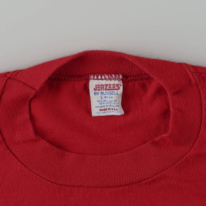 1980'S Jerzees Wisconsin University of Wisconsin College T-shirt, Made in USA, Men's Size L (approx.), Vintage polyester red type Vintage Second Hand