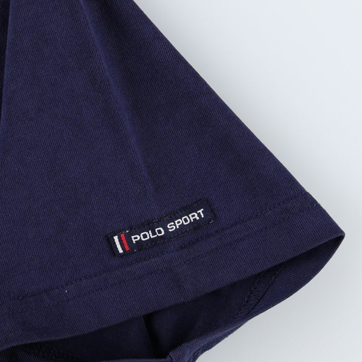 Ralph Lauren POLO SPORT V-neck short-sleeve logo T-shirt, men's size M (approx.) cotton navy blue type Vintage Second Hand