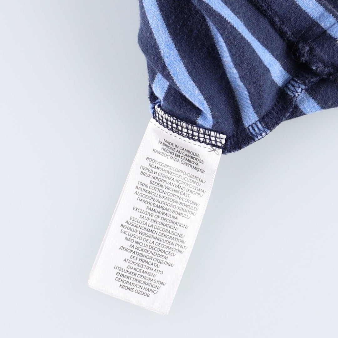 Ralph Lauren POLO RALPH LAUREN CLASSIC FIT short-sleeved striped T-shirt, men's size XL cotton navy blue type Vintage Second Hand