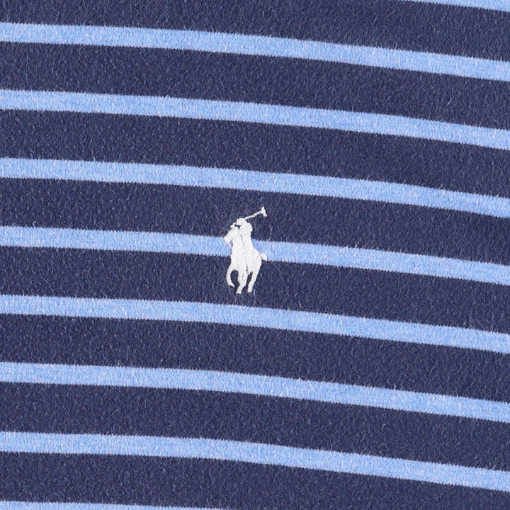 Ralph Lauren POLO RALPH LAUREN CLASSIC FIT short-sleeved striped T-shirt, men's size XL cotton navy blue type Vintage Second Hand