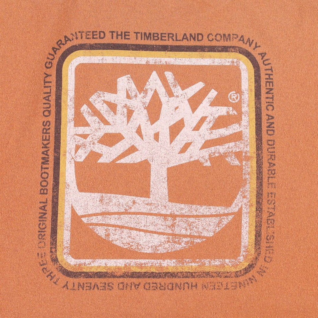 90'S Timberland Short-Sleeve Printed T-Shirt, Men's Size XS (Equivalent), Vintage cotton orange type Vintage Second Hand