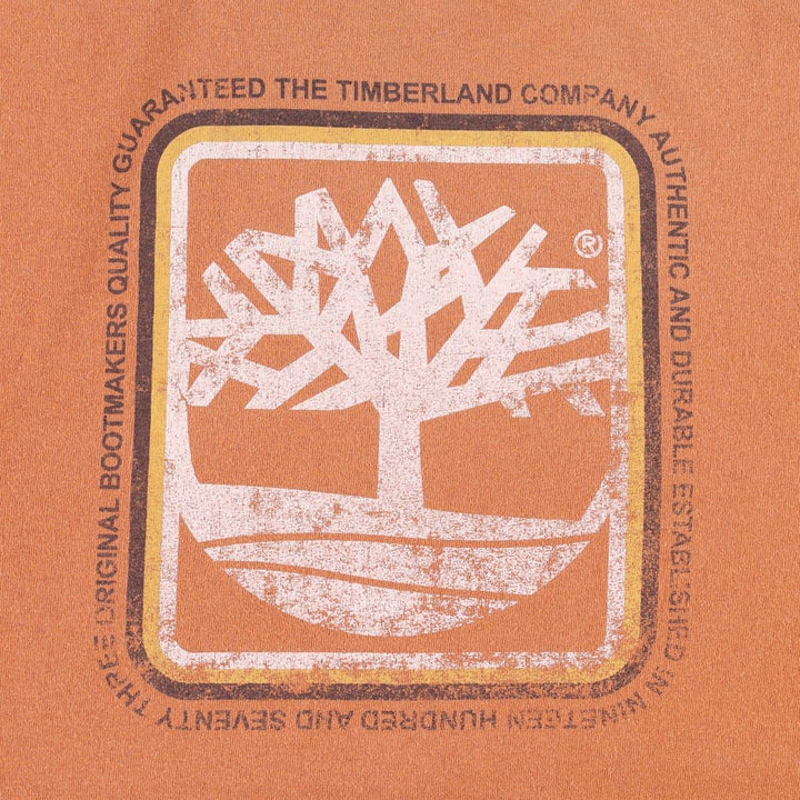 90'S Timberland Short-Sleeve Printed T-Shirt, Men's Size XS (Equivalent), Vintage cotton orange type Vintage Second Hand