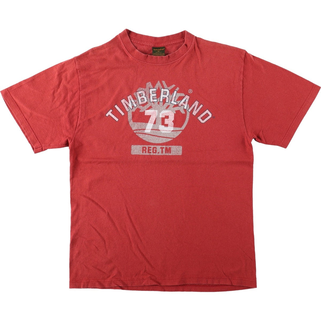 90'S Timberland Short-Sleeve Printed T-Shirt, Made in USA, Men's Size XS (Equivalent), Vintage cotton red type Vintage Second Hand