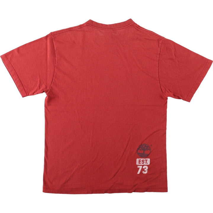 90'S Timberland Short-Sleeve Printed T-Shirt, Made in USA, Men's Size XS (Equivalent), Vintage cotton red type Vintage Second Hand
