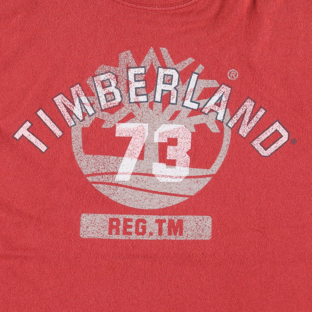 90'S Timberland Short-Sleeve Printed T-Shirt, Made in USA, Men's Size XS (Equivalent), Vintage cotton red type Vintage Second Hand