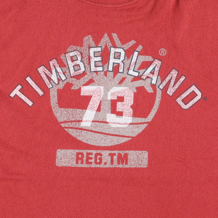 90'S Timberland Short-Sleeve Printed T-Shirt, Made in USA, Men's Size XS (Equivalent), Vintage cotton red type Vintage Second Hand