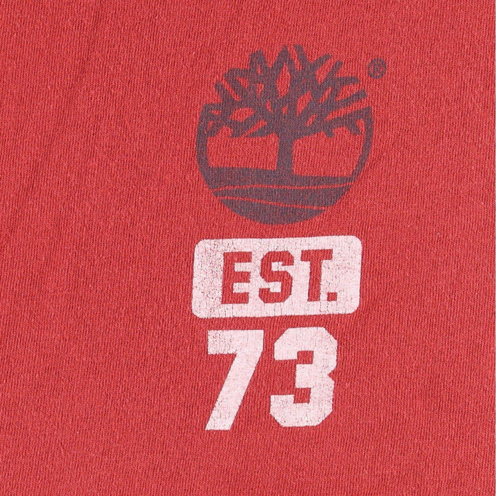 90'S Timberland Short-Sleeve Printed T-Shirt, Made in USA, Men's Size XS (Equivalent), Vintage cotton red type Vintage Second Hand