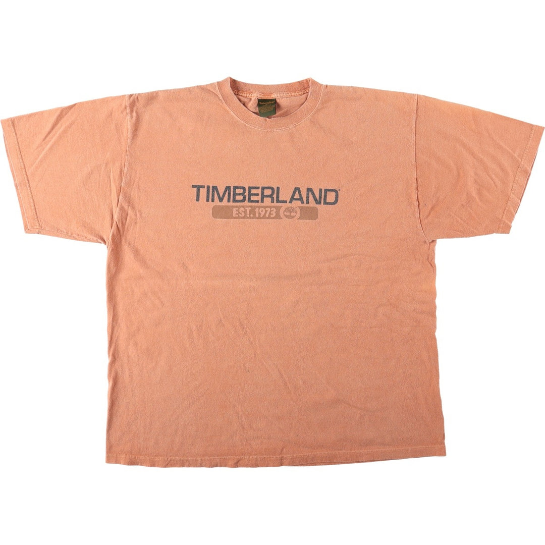 90'S Timberland Short-Sleeve Logo T-Shirt, Made in USA, Men's XL (approx.), Vintage cotton orange type Vintage Second Hand