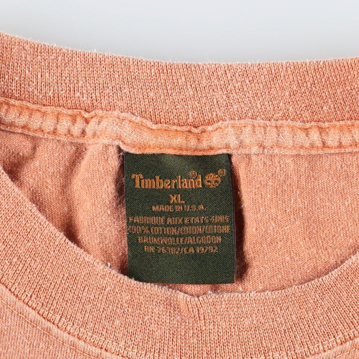 90'S Timberland Short-Sleeve Logo T-Shirt, Made in USA, Men's XL (approx.), Vintage cotton orange type Vintage Second Hand