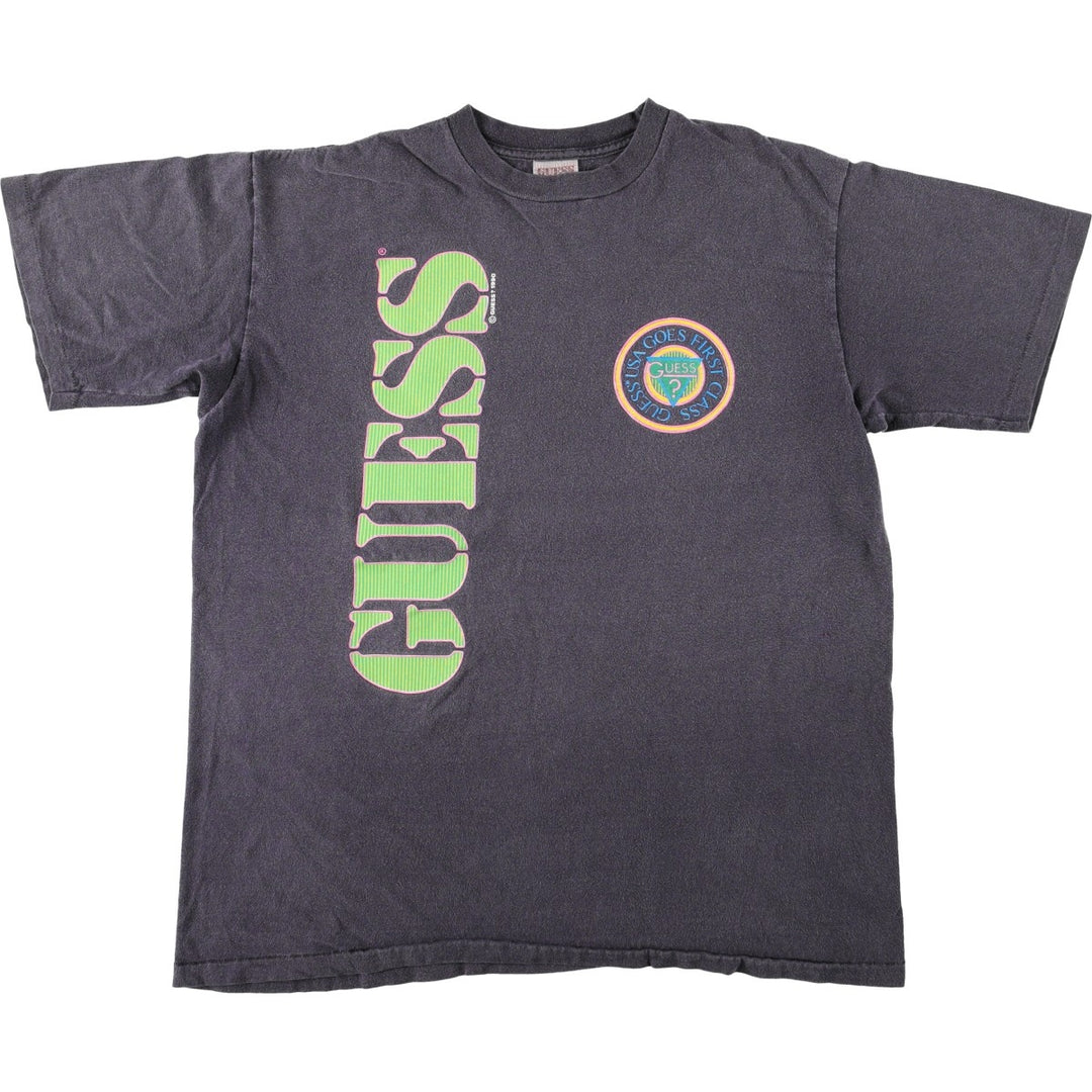 90'S Guess short sleeve printed T-shirt made in USA, men's XL size, vintage cotton Charcoal Vintage Second Hand
