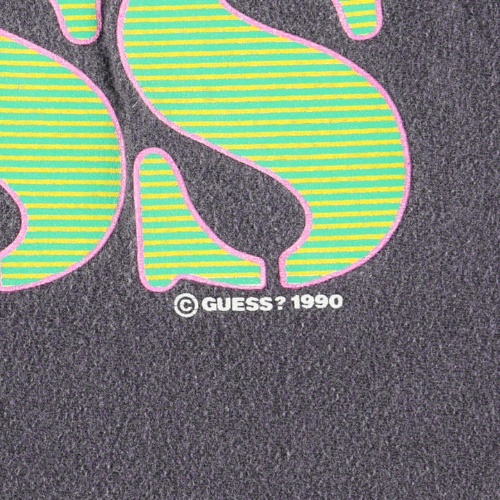90'S Guess short sleeve printed T-shirt made in USA, men's XL size, vintage cotton Charcoal Vintage Second Hand
