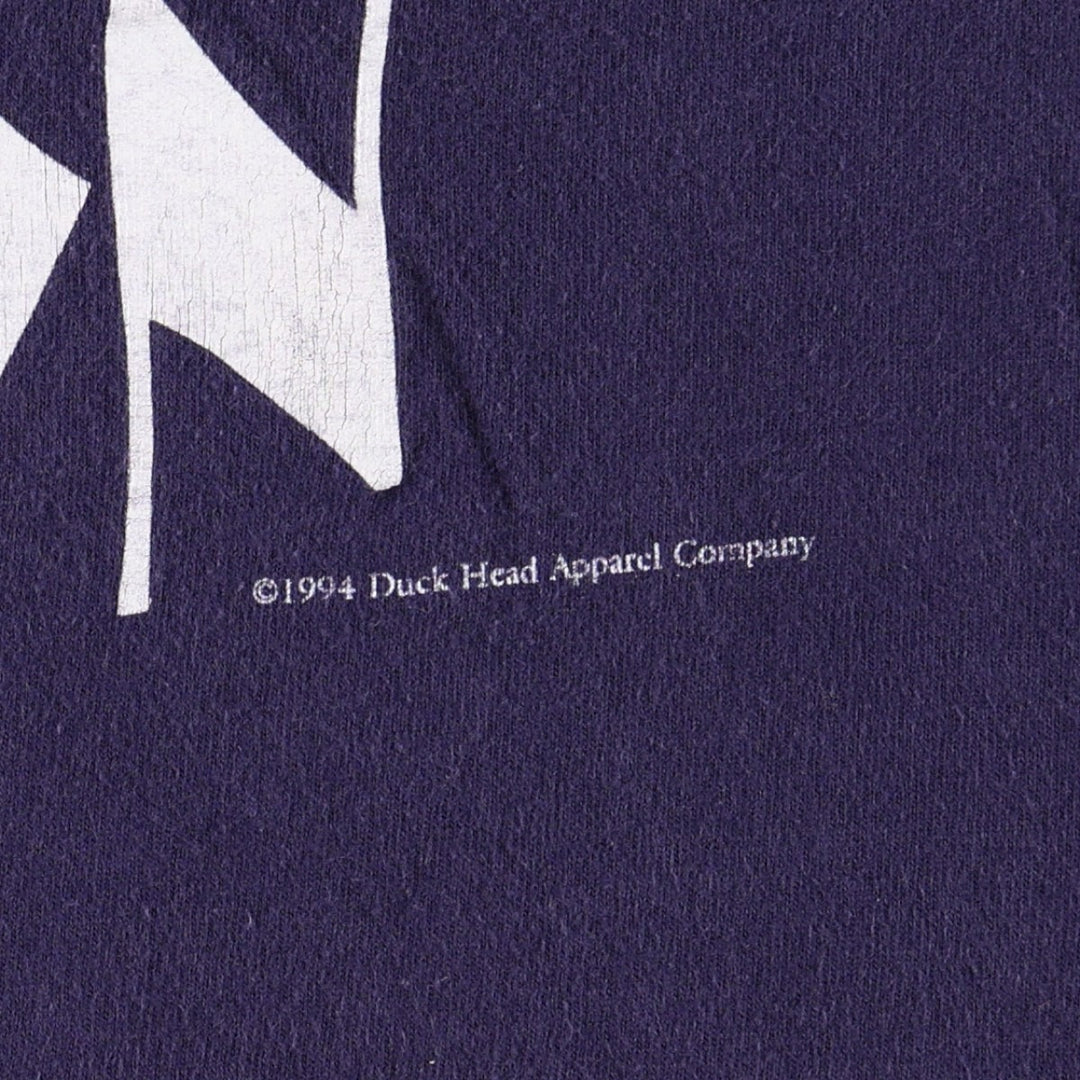 90'S Duck Head anime character print T-shirt, made in USA, men's size XL equivalent, vintage. cotton navy blue type Vintage Second Hand