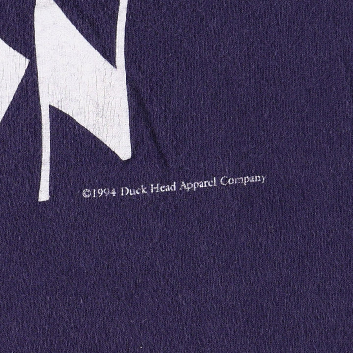 90'S Duck Head anime character print T-shirt, made in USA, men's size XL equivalent, vintage. cotton navy blue type Vintage Second Hand