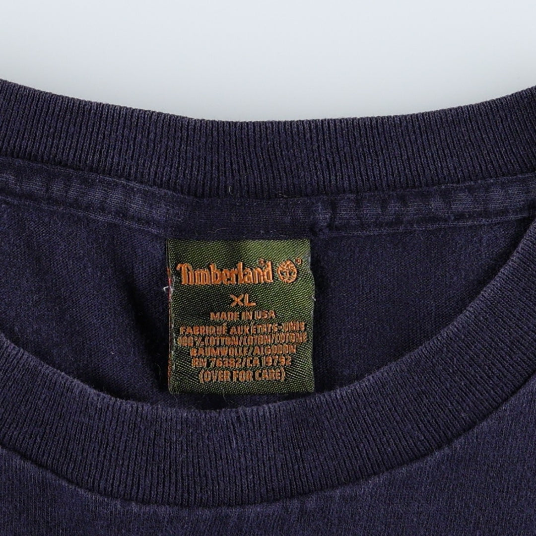 90'S Timberland Short-Sleeve Logo T-Shirt, Made in USA, Men's XL (approx.), Vintage cotton navy blue type Vintage Second Hand
