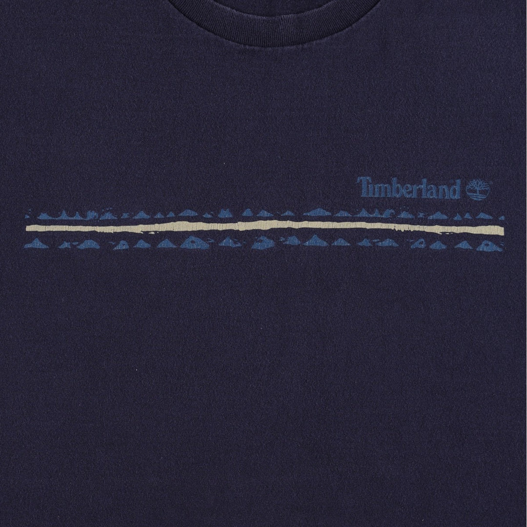 90'S Timberland Short-Sleeve Logo T-Shirt, Made in USA, Men's XL (approx.), Vintage cotton navy blue type Vintage Second Hand