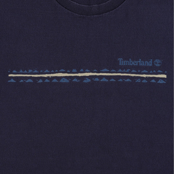 90'S Timberland Short-Sleeve Logo T-Shirt, Made in USA, Men's XL (approx.), Vintage cotton navy blue type Vintage Second Hand