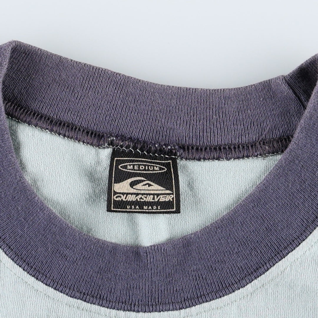 90'S Quiksilver surf/skate t-shirt, made in USA, men's size M equivalent, vintage. cotton Mint green Vintage Second Hand