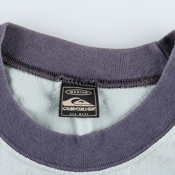 90'S Quiksilver surf/skate t-shirt, made in USA, men's size M equivalent, vintage. cotton Mint green Vintage Second Hand