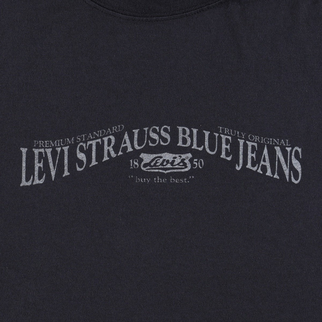 Levi's short-sleeved printed t-shirt, made in Canada, men's size XL equivalent. cotton black type Vintage Second Hand