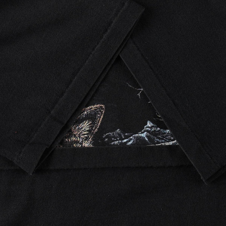 90'S Stand Out Animal Pattern Wolf Pattern Animal T-Shirt, Made in USA, Men's XL equivalent, Vintage cotton black type Vintage Second Hand