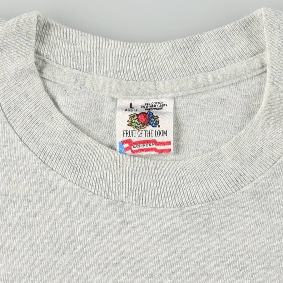 Fruit of the Loom Animal Pattern Tiger Pattern Animal T-Shirt, Made in USA, Men's Size L (Equivalent), Vintage cotton gray type Vintage Second Hand