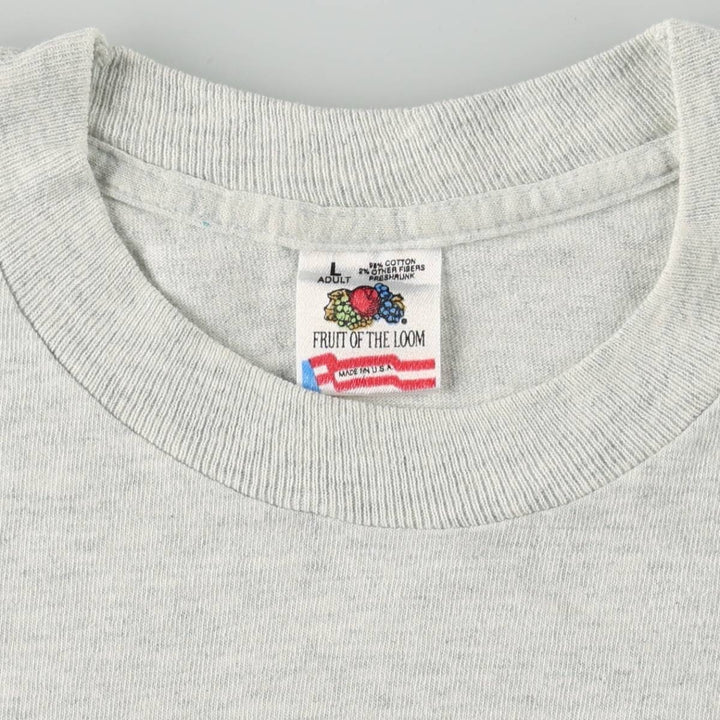 Fruit of the Loom Animal Pattern Tiger Pattern Animal T-Shirt, Made in USA, Men's Size L (Equivalent), Vintage cotton gray type Vintage Second Hand