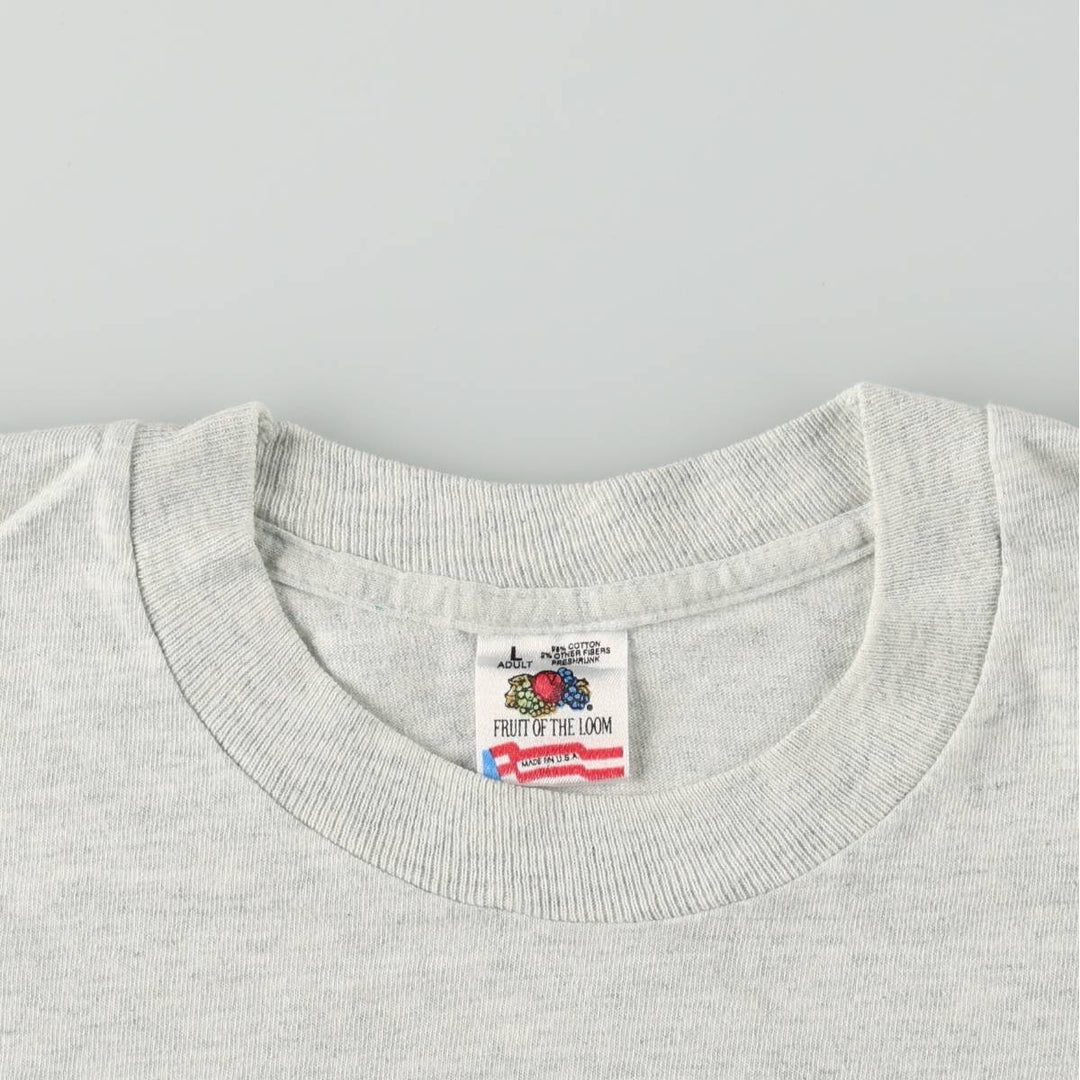 Fruit of the Loom Animal Pattern Tiger Pattern Animal T-Shirt, Made in USA, Men's Size L (Equivalent), Vintage cotton gray type Vintage Second Hand