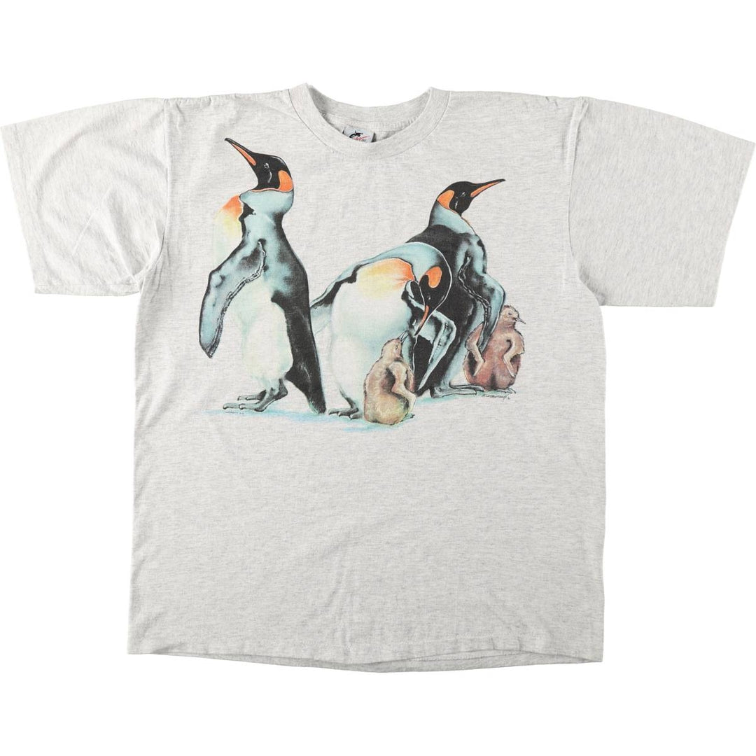 90'S Harlequin NG Animal Pattern Penguin Pattern Animal T-Shirt Made in USA Men's XL equivalent Vintage cotton gray type Vintage Second Hand