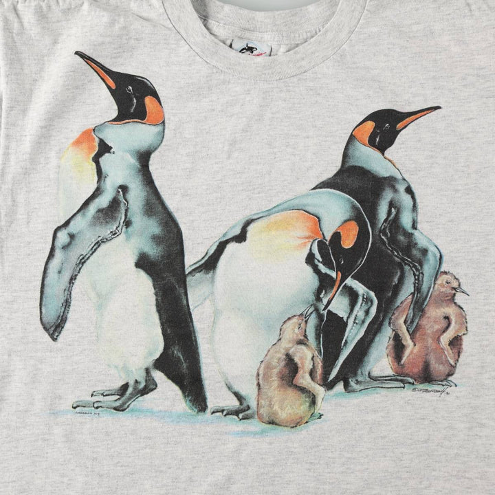 90'S Harlequin NG Animal Pattern Penguin Pattern Animal T-Shirt Made in USA Men's XL equivalent Vintage cotton gray type Vintage Second Hand