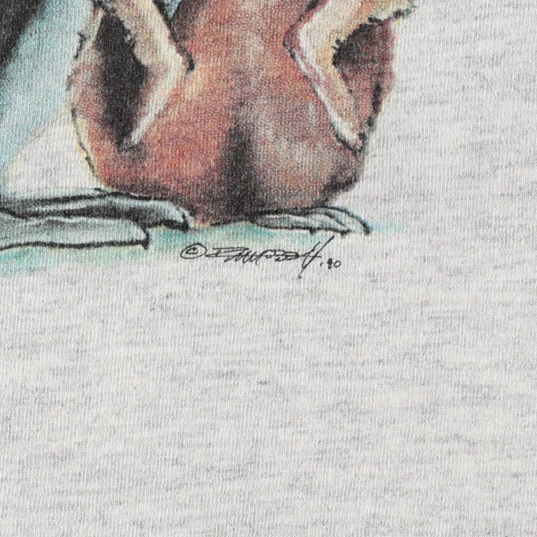 90'S Harlequin NG Animal Pattern Penguin Pattern Animal T-Shirt Made in USA Men's XL equivalent Vintage cotton gray type Vintage Second Hand