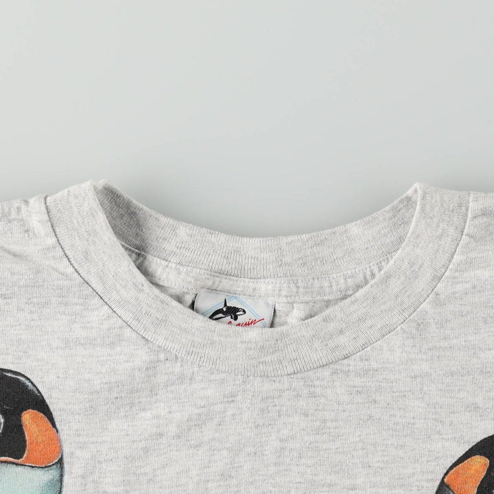 90'S Harlequin NG Animal Pattern Penguin Pattern Animal T-Shirt Made in USA Men's XL equivalent Vintage cotton gray type Vintage Second Hand