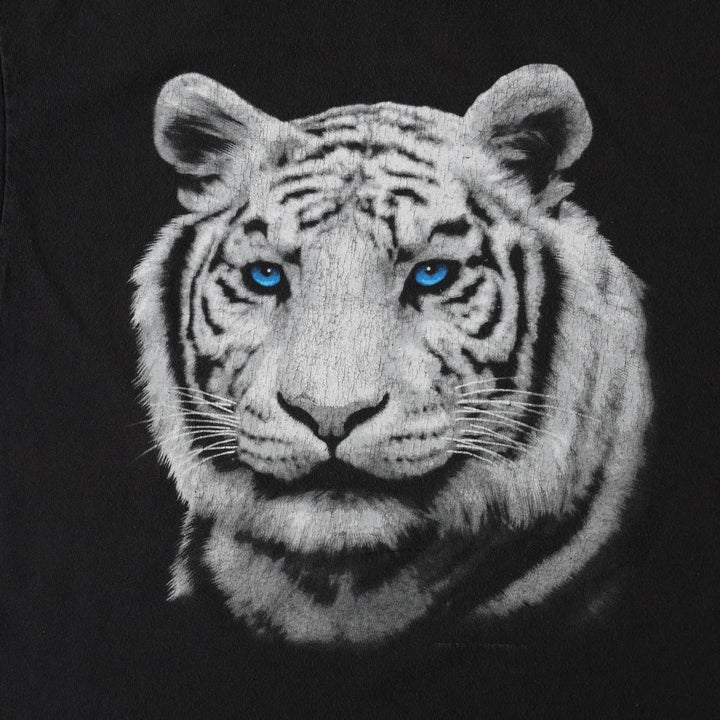 Delta PRO WEIGHT Animal Pattern Tiger Pattern Animal T-Shirt Men's Size L (approx.) cotton black type Vintage Second Hand